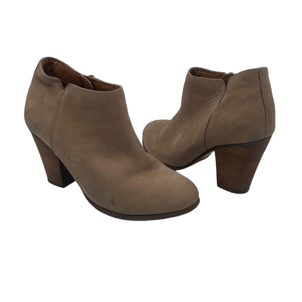 Aldo Tan Side Zip Block Heel Ankle Boots Size 7.5 Women's